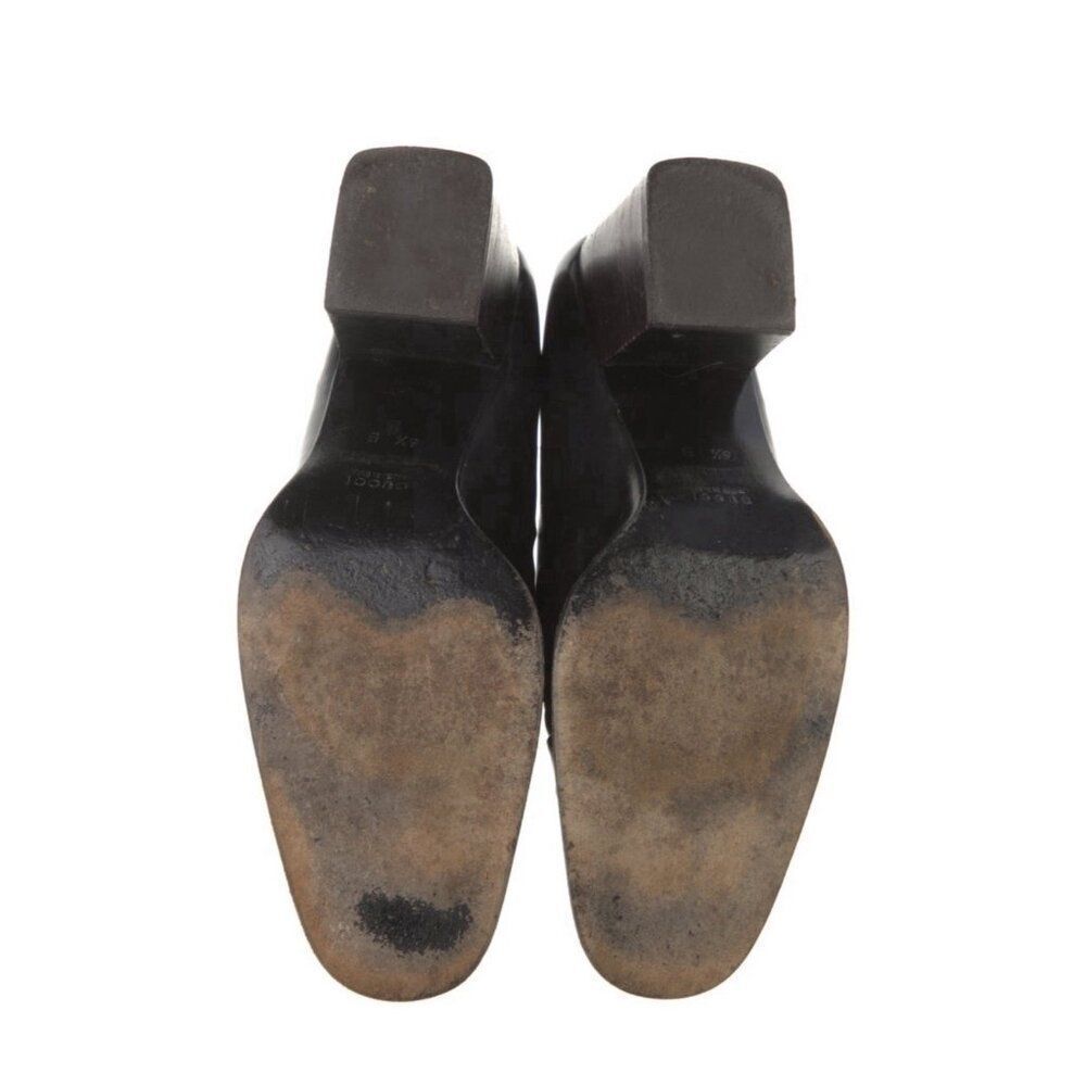 Gucci Authentic Vintage Solid Black Leather Block Heel Pumps Heels 6.5 - Picture 5 of 9